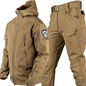 Autumn and Winter Outdoor Shark Skin Soft Shell Suit – Unisex Warm Camouflage Jacket and Pants Set
